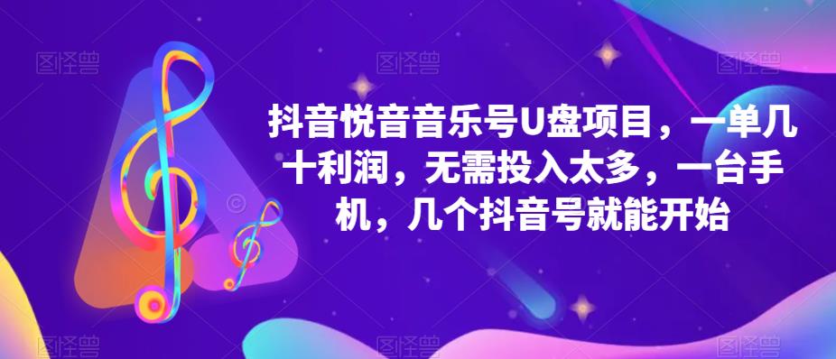 抖音音乐号U盘项目，一单几十利润，无需投入太多，一台手机，几个抖音号就能开始-16888副业资讯