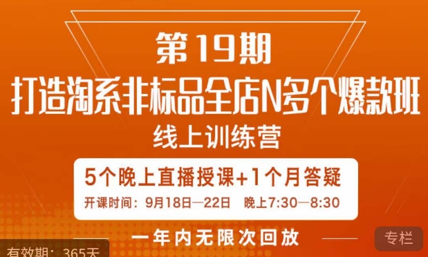 打造淘系非标全店N多个爆款线上课，​5天直播课-16888副业资讯