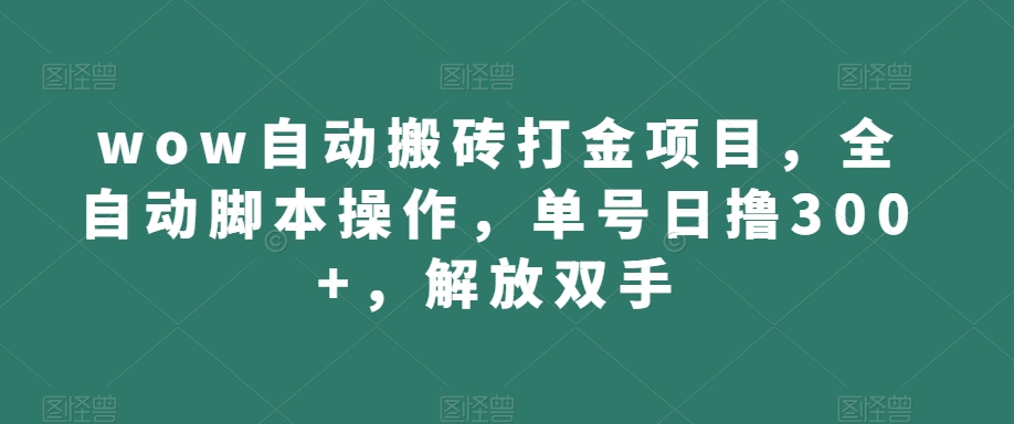 wow自动搬砖打金项目，全自动脚本操作，单号日撸300+，解放双手【揭秘】-16888副业资讯