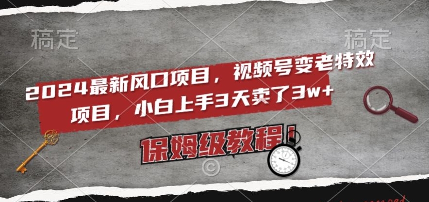 2024最新风口项目，视频号变老特效项目，电脑小白上手3天卖了3w+，保姆级教程【揭秘】-16888副业资讯